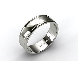 18k White Gold 8mm Grooved Edge Comfort Fit Wedding Band